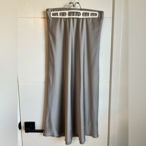 Abercrombie & Fitch Silver Satin Midi Skirt